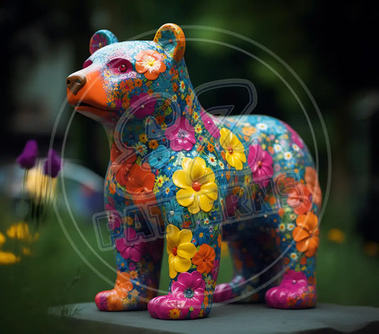 3D Floral Bears 005 Printed Pattern Vinyl