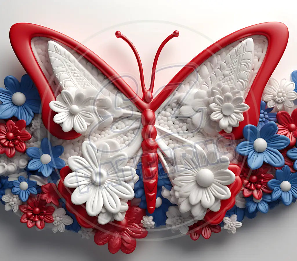 3D Patriotic Butterflies 025 Printed Pattern Vinyl