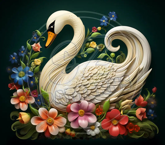 3D Swans 001 Printed Pattern Vinyl