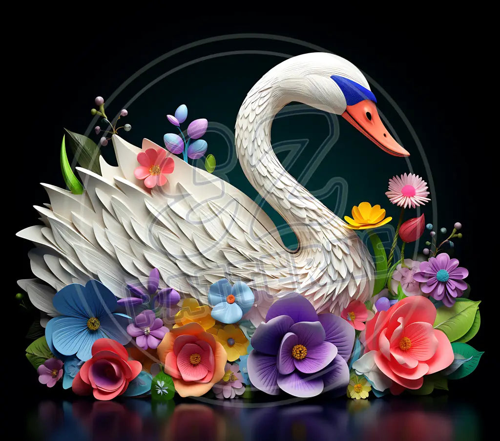 3D Swans 009 Printed Pattern Vinyl