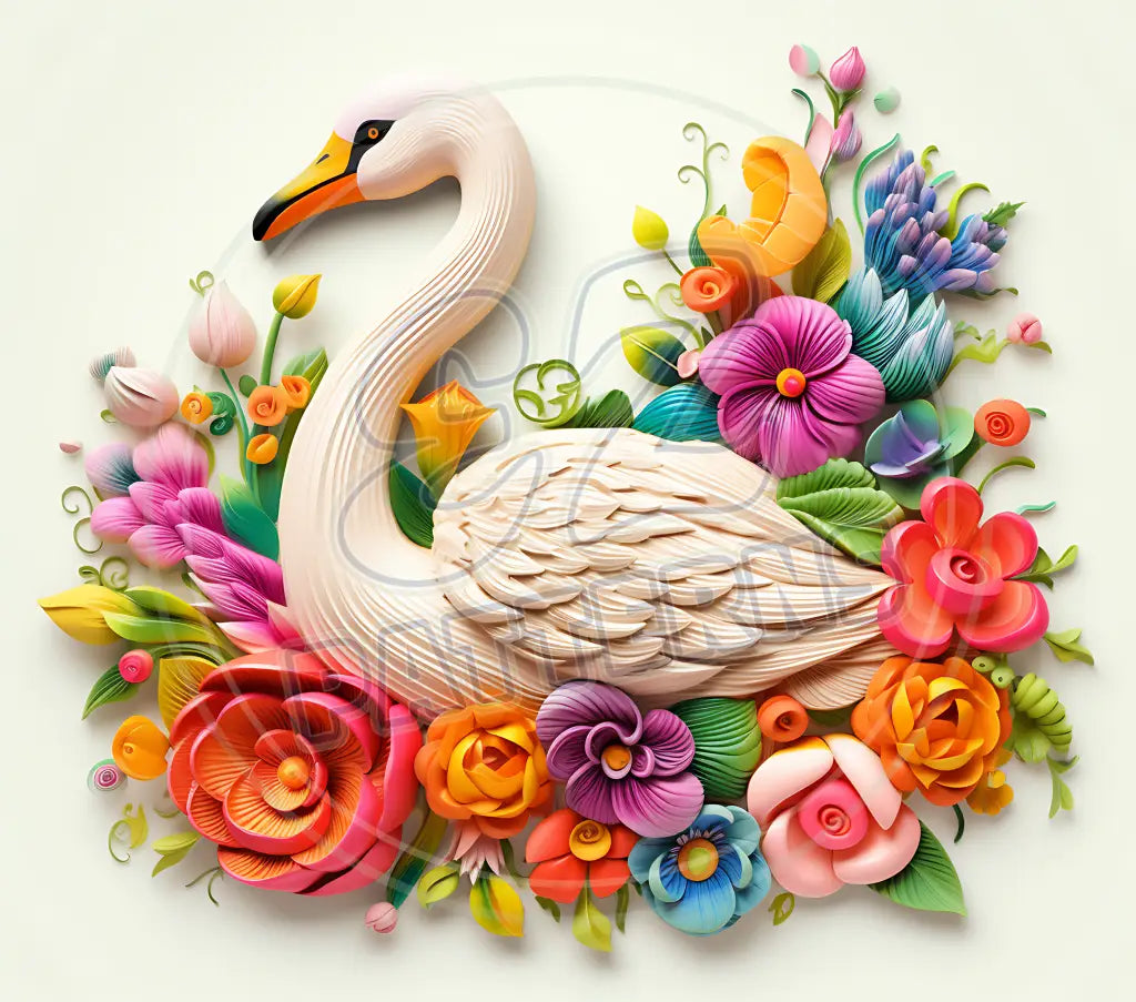 3D Swans 015 Printed Pattern Vinyl