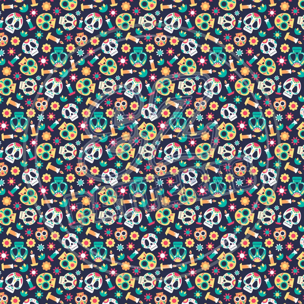 Sugar Skulls 015 Printed Pattern Vinyl