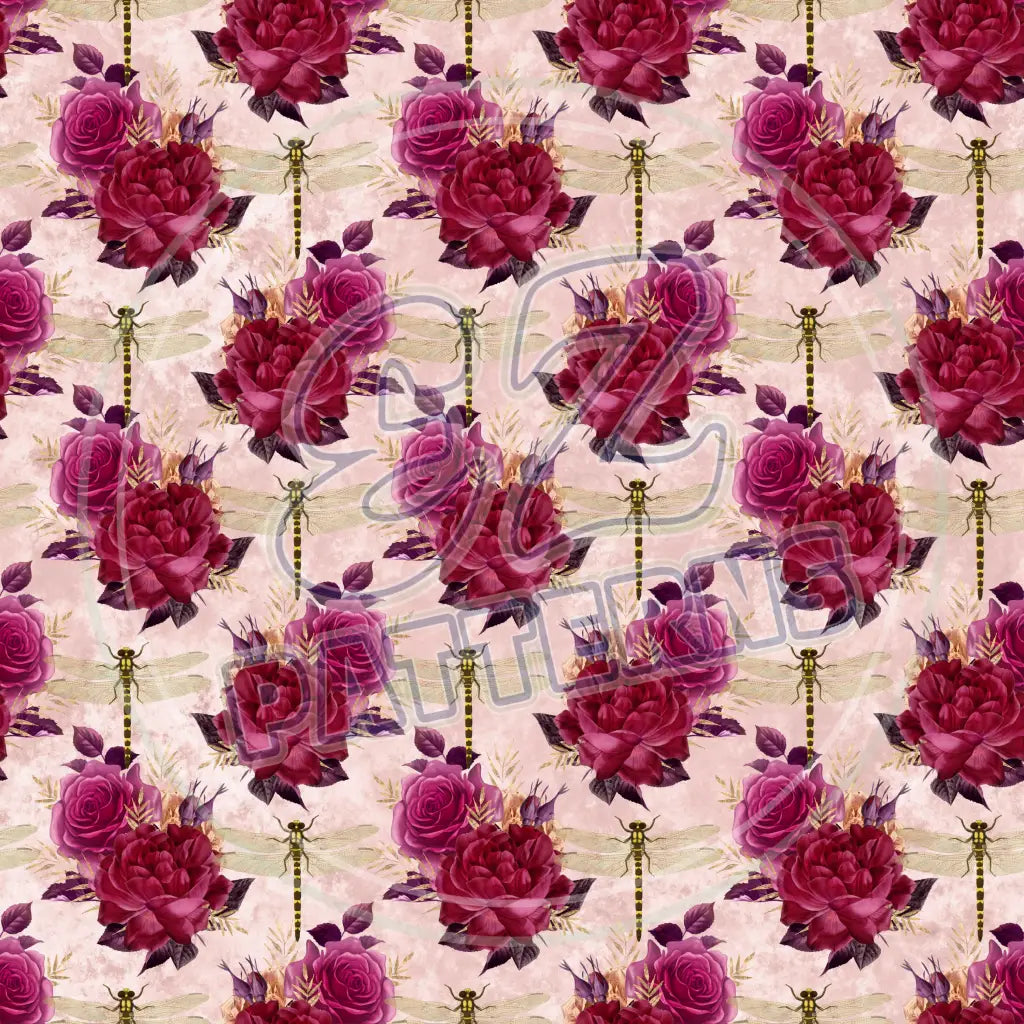 Dragonfly Rose 003 Printed Pattern Vinyl