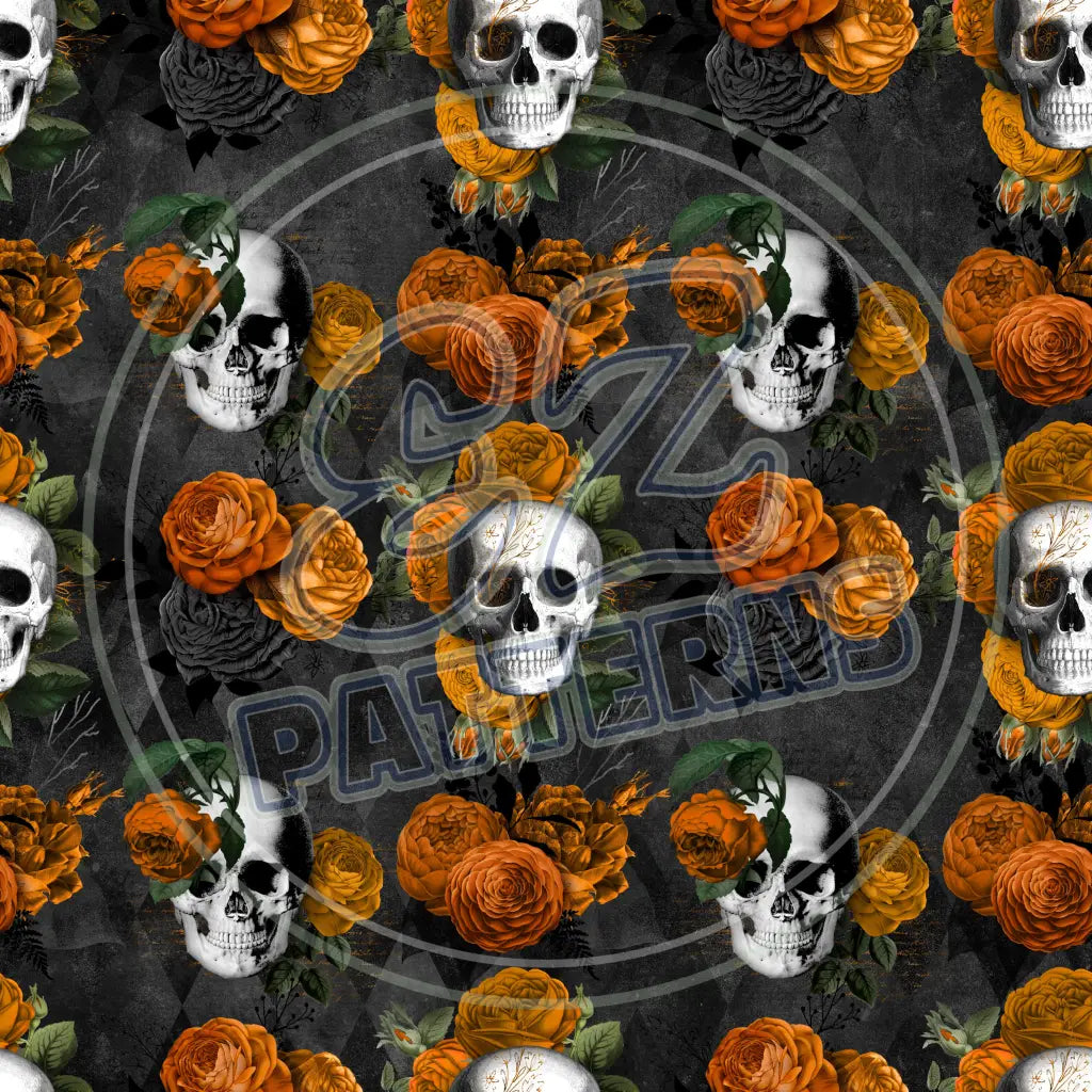 Floral Skulls 015 Printed Pattern Vinyl