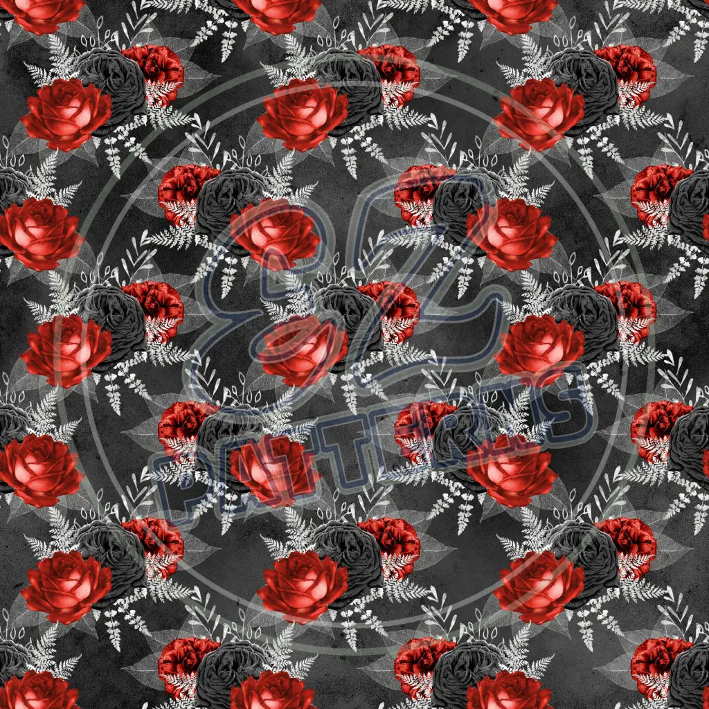 Red Silver Skulls 013 Printed Pattern Vinyl